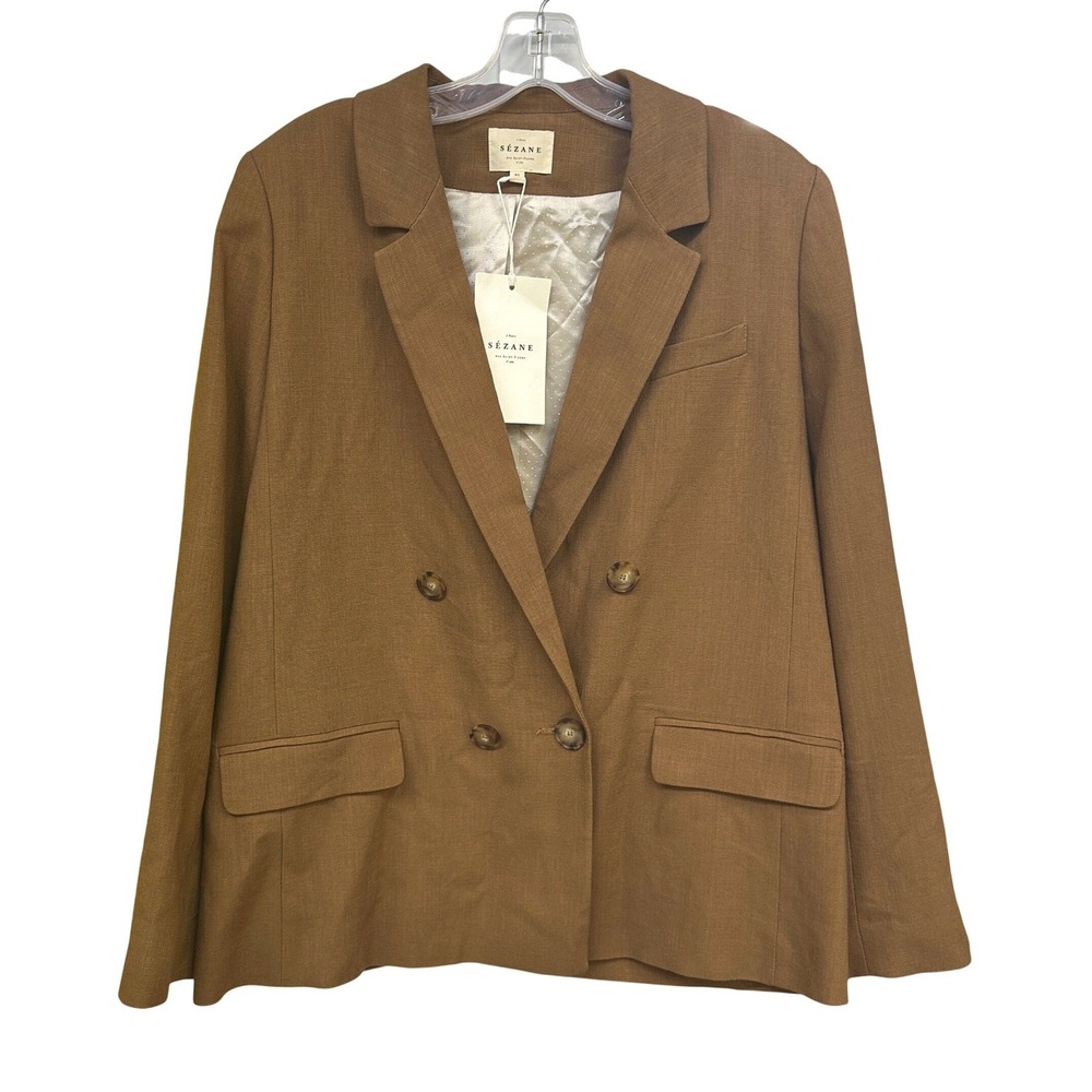 Sezane Christie Jacket Hazelnut Camel Brown Double Breasted Blazer 40 US 8 NEW